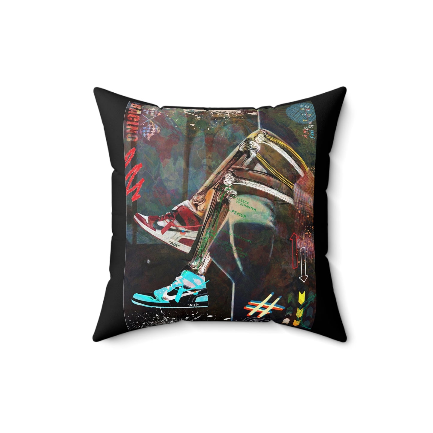 Sneaks & Bones Polyester Square Pillow